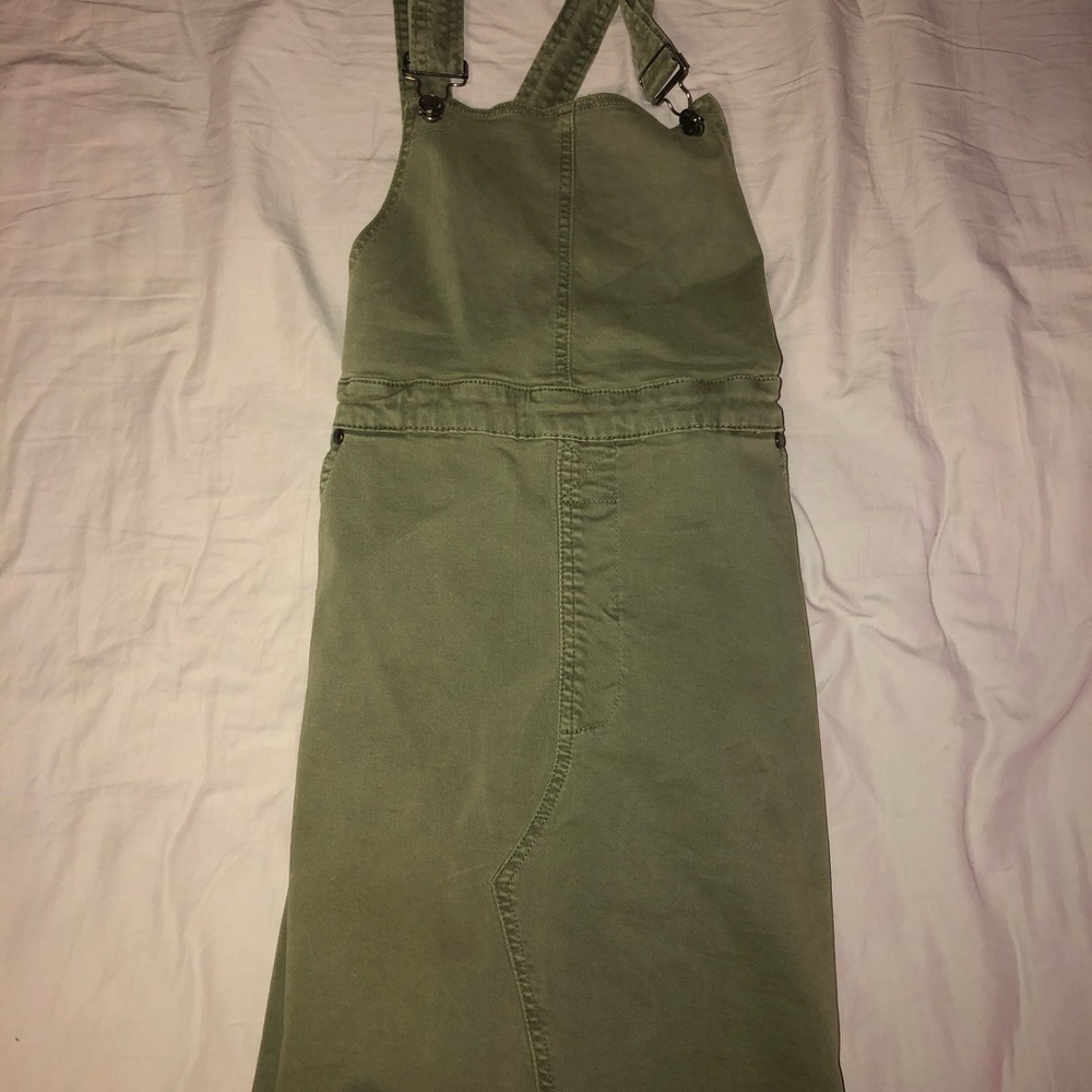 Olive Green Overall Dress